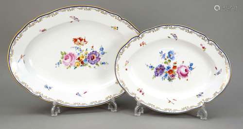 Two oval serving dishes, KPM, mark