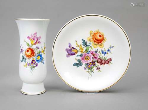 Plate and vase, Meissen, 20th centu