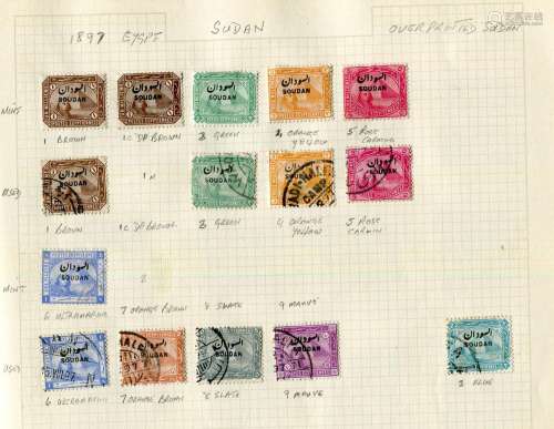 A collection of Sudan stamps in an album and folder from 189...