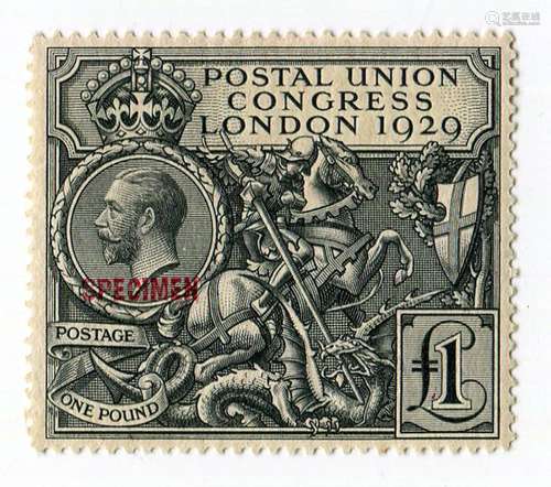 A Great Britain 1929 PUC 1 stamp mint with red specimen over...