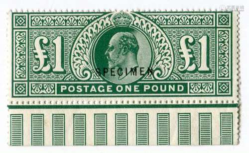 A Great Britain 1911 Edward VII 1 deep green mint stamp marg...