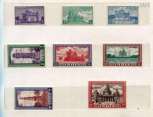A collection of India stamps from 1940s in mint sheets and b...