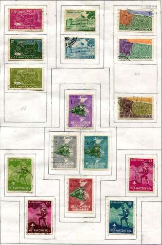 A group of Asia stamps on album leaves and loose with India ...