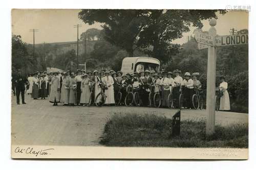 CLAYTON. A group of 4 photographic postcards of the march of...