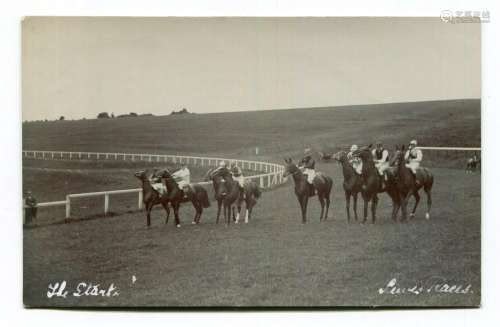 LEWES. A group of 8 photographic postcards of horseracing at...