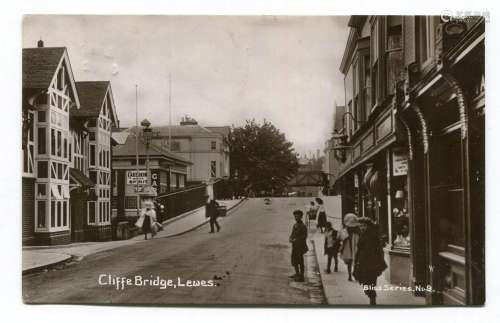 LEWES. A group of 7 photographic postcards of the Cliffe in ...
