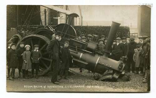 LITTLEHAMPTON. A photographic postcard titled 'Steam Roller ...