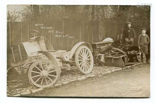 RYE. A pair of photographic postcards titled 'Motor Accident