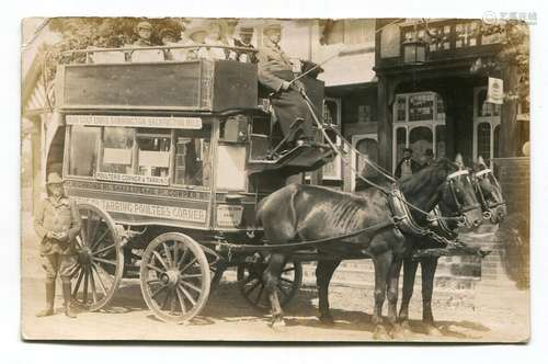 TARRING. A photographic postcard of a horse and carriage out...