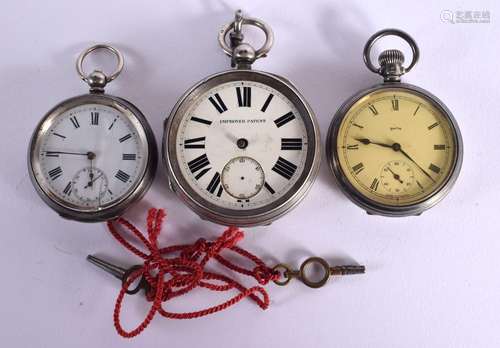 THREE STERLING SILVER POCKET WATCHES. Hallmarked Chester 189...