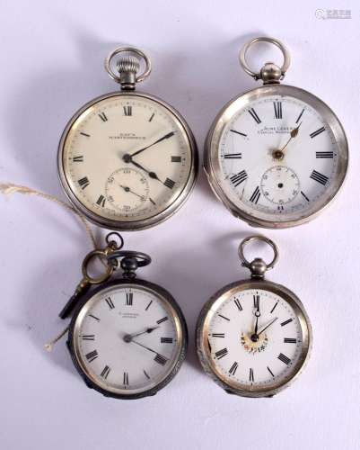 FOUR CONTINENTAL SILVER POCKET WATCHES. Stamped 935 and 800,...