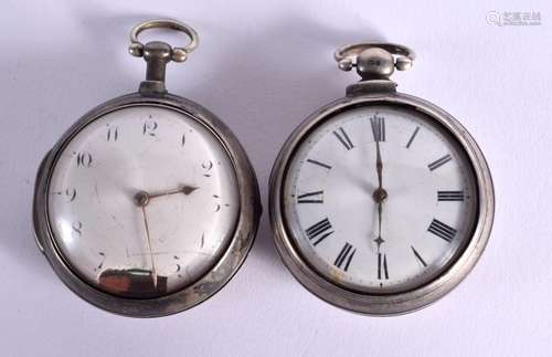 TWO SILVER VERGE POCKET WATCHES. Hallmarked London,5.5cm dia...