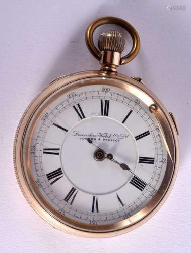 A GOLD FILLED POCKET WATCH BY THE LANCASHIRE WATCH COMPANY. ...