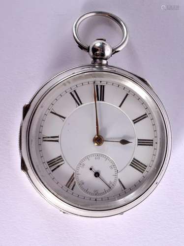 A SILVER POCKET WATCH Hallmarked Chester 1904. Dial 5.4cm, w...