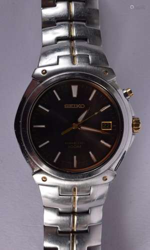 A BOXED MENS SEIKO KINETIC WATCH 5M62. Dial 4cm incl crown, ...