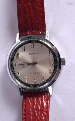 A RARE 1960S BENRUS STAINLESS STEEL WATCH 17 JEWEL MOVEMENT ...