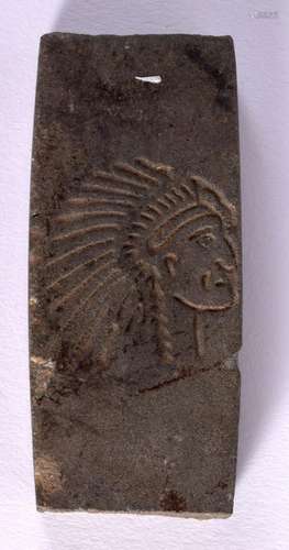 A NATIVE AMERICAN KNIFE SHARPENING STONE. 8.2cm x 3.6cm x 1....