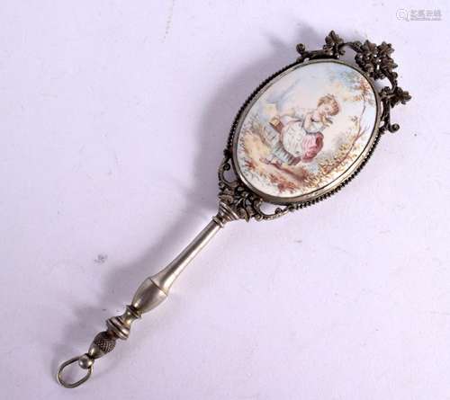 A VIENNESE ENAMELLED MIRROR. 16 cm long.