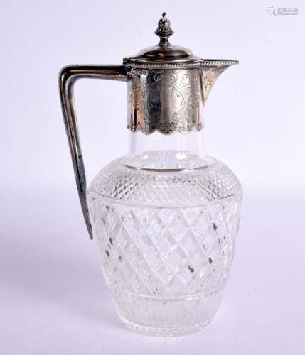 AN ANTIQUE SILVER MOUNTED GLASS DECANTER. Sheffield 1899. 24...