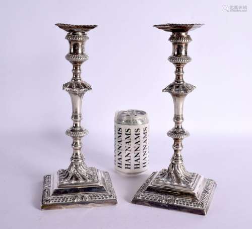 A LARGE PAIR OF GEORGE III SILVER CANDLESTICKS. 1432 grams. ...
