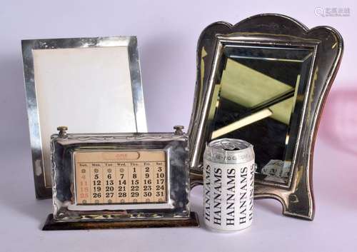 AN ANTIQUE SILVER PHOTOGRAPH FRAME together with another fra...