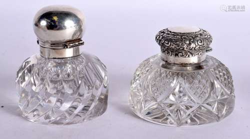 A RARE ANTQUE SILVER MOUNTED PARTNERS INKWELL together with ...