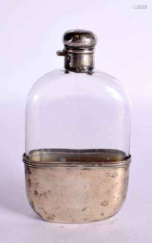 AN ANTIQUE SILVER MOUNTED GLASS SCENT BOTTLE. 393 grams over...
