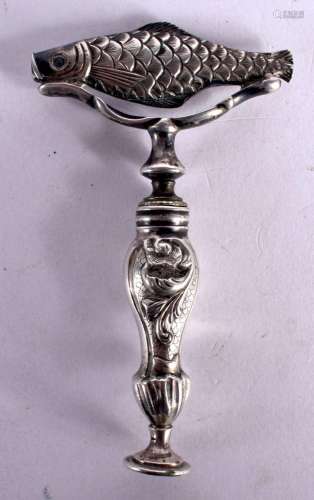 AN 18TH CENTURY DUTCH SILVER POCKET CORKSCREW AND PIPE TAMPE...