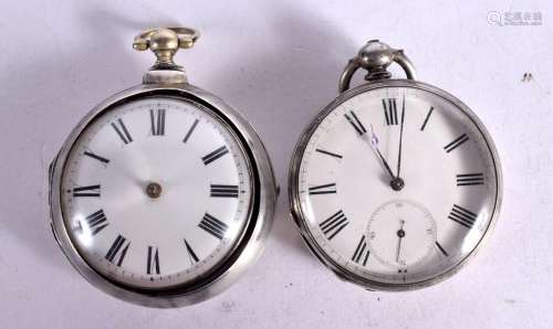 TWO SILVER POCKET WATCHES. 5cm Dial, total weight 234g (2)