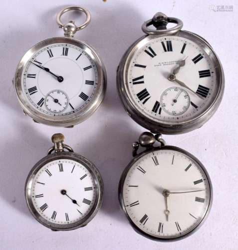 FOUR SILVER POCKET WATCHES, Hallmarked Chester 1901, London ...