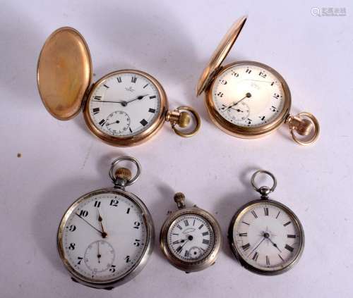 FIVE ASSORTED POCKET WATCHES. Largest Dial 5cm (5)
