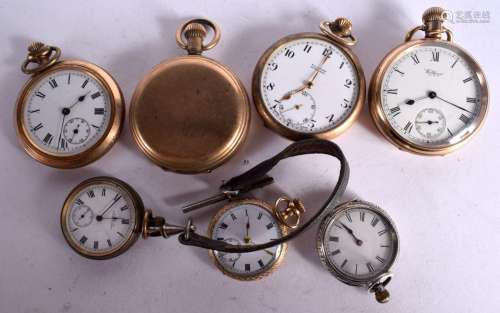 AN ASSORTMENT OF SEVEN POCKET WATCHES. Largest dial 5.1cm (7...