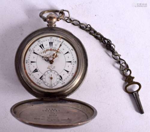 A SILVER POCKET WATCH.. Stamped London 800, Dial 5cm, weight...