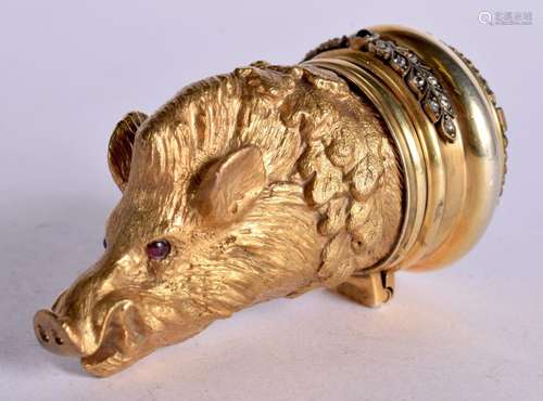 A CONTINENTAL SILVER GILT BOX MODELLED IN THE FORM OF A BOAR...