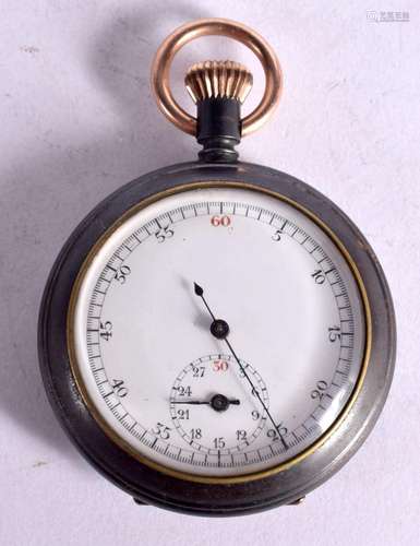 A GUN METAL STOP WATCH. Dial 5cm. Stop function not working