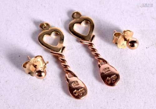 A PAIR OF GOLD CLOGAU EARRINGS. 3.3cm drop, total weight 2.9...