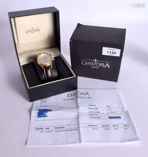 A BOXED GOLD PLATED DAVOSA CLASSIC AUTOMATIC WATCH