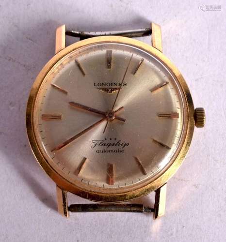 GENTS AUTOMATIC VINTAGE WRIST WATCH 18CT GOLD LONGINES FLAGS...