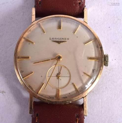 VINTAGE 9CT GOLD LONGINES WRISTWATCH. Dial 3.2cm incl crown