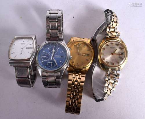 FOUR SEIKO WATCHES. Largest dial 4.2cm incl crown (4)