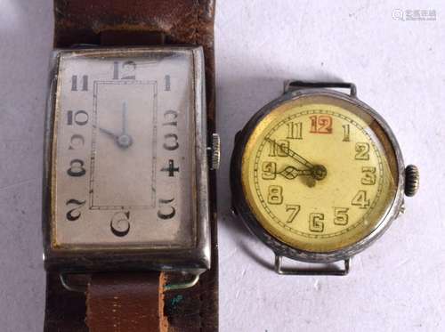 TWO TRENCH WATCHES. Largest one has silver case Stamped 935 ...