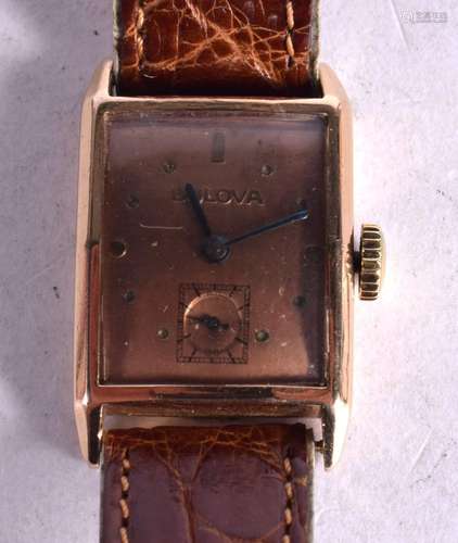 A VINTAGE LADIES 14CT GOLD CASED BULOVA WATCH. Dial 2.3cm in...