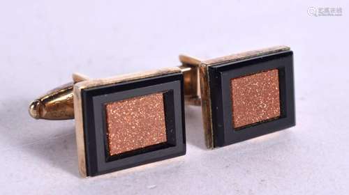 VINTAGE SILVER GOLDSTONE MEN`S CUFFLINKS. Stamped Silver, 1....