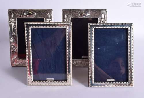 TWO PAIRS OF HALLMARKED SILVER PHOTO FRAMES. Largest 14cm x ...