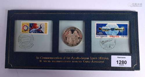 1975 SILVER PROOF MEDAL COMMEMORATIVE APOLLO SOYUZ SPACE MIS...