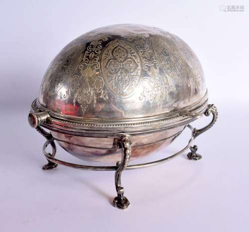 EDWARDIAN SILVER PLATE DOMED REVOLVING LID FOOD SERVING DISH...