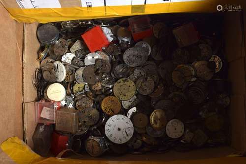 A BOX OF ASSORTED WATCH PARTS (qty)