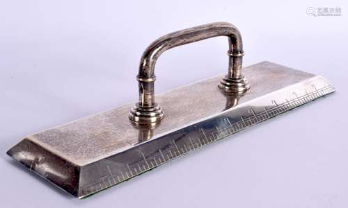 AN EARLY 20TH CENTURY SILVER DESK BLOTTER AND RULER BY ASPRE...