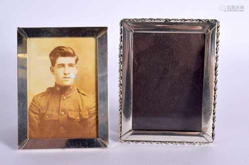 TWO SILVER PHOTO FRAMES. Stamped Sterling, Largest 11.4cm x ...