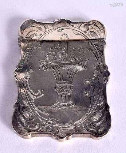 A CONTINENTAL NIELLO SILVER CARD CASE WITH ORNATE DECORATION...